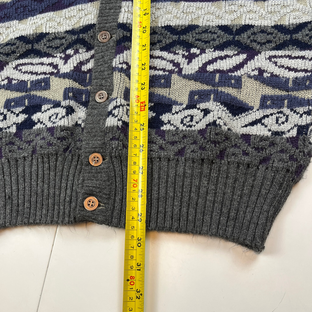 Vintage Lumière cardigan grandpa sweater men size M gray purple - Picture 11 of 11